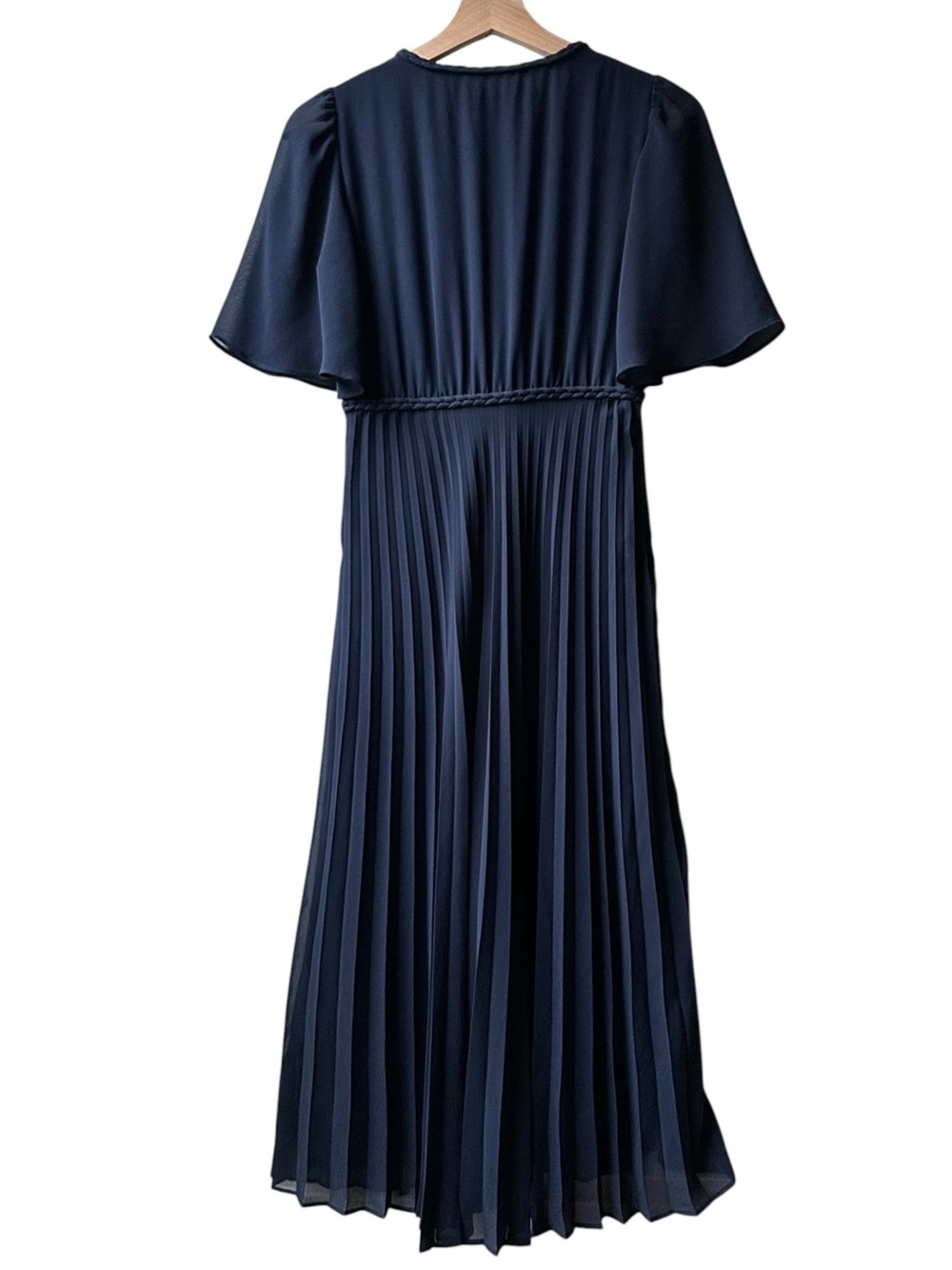 Sezane Robe FLORENCIA Pleated DRESS Navy Blue Sz 2 - Picture 7 of 12